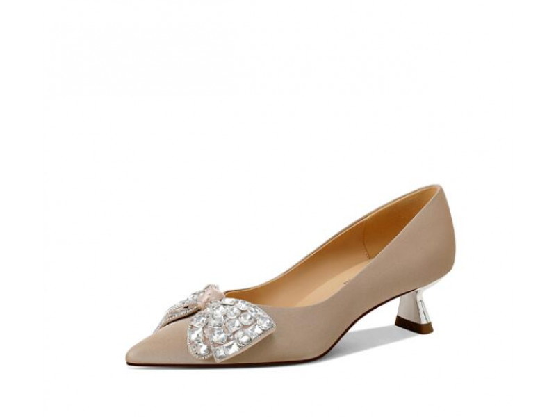 Pointed toe bow rhinestone high heels Pointed toe bow rhinestone high heels