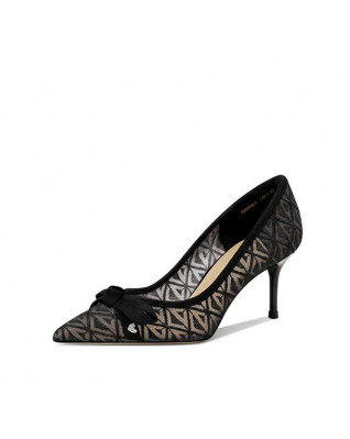 Sexy Lace Heart Rhinestone Bow Hollow High Heels