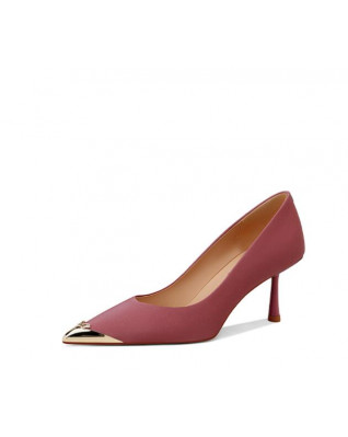 Silk leather small pointed toe stiletto pumps