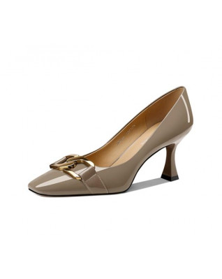 Vintage French Square Toe Stiletto Patent Leather Pumps