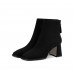 All-match commuting suede square toe high-heeled fleece ankle boots All-match commuting suede square toe high-heeled fleece ankle boots