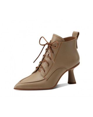 Apricot Lambskin Lace-Up Boots