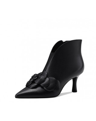 Camellia Xiaoxiang style female niche design sheepskin ankle boots