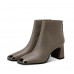 Embossed Lambskin Metal Square Toe Heeled Boots Embossed Lambskin Metal Square Toe Heeled Boots