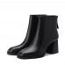 New French style round toe leather high-heeled ankle boots New French style round toe leather high-heeled ankle boots