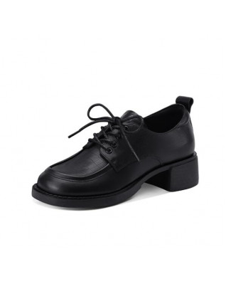 British style women's lace-up low-heel loafers