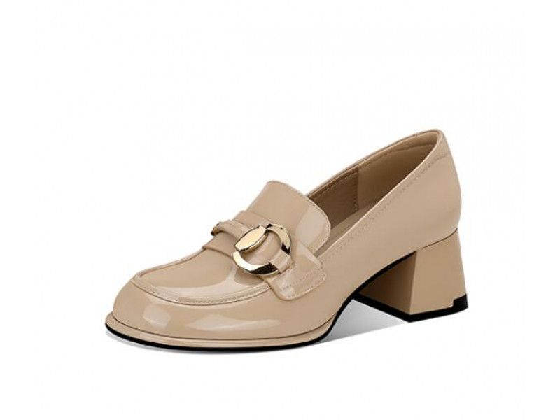 First layer leather chunky heel square toe loafers First layer leather chunky heel square toe loafers