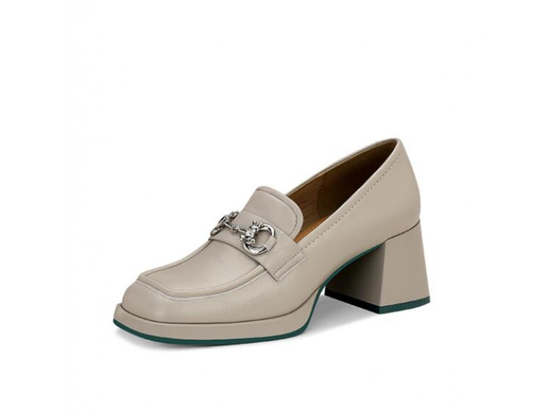 Horsebit Square Buckle High Heel Loafers in Nappa Leather Horsebit Square Buckle High Heel Loafers in Nappa Leather