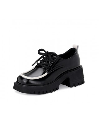 Lace-Up Preppy Platform Loafers