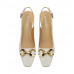 All-match white patent leather Baotou back hollow chunky sandals