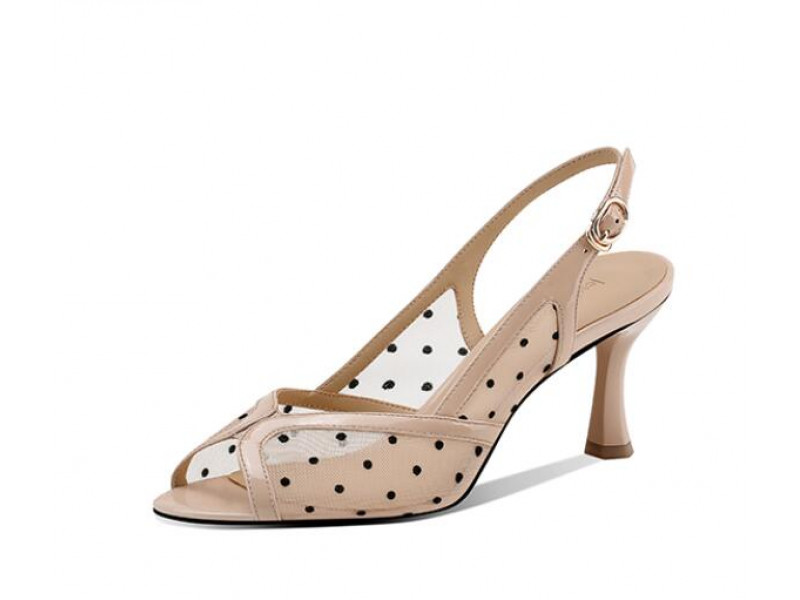 Summer fish mouth high heels women's stiletto polka dot mesh nude sexy sandals Summer fish mouth high heels women's stiletto polka dot mesh nude sexy sandals